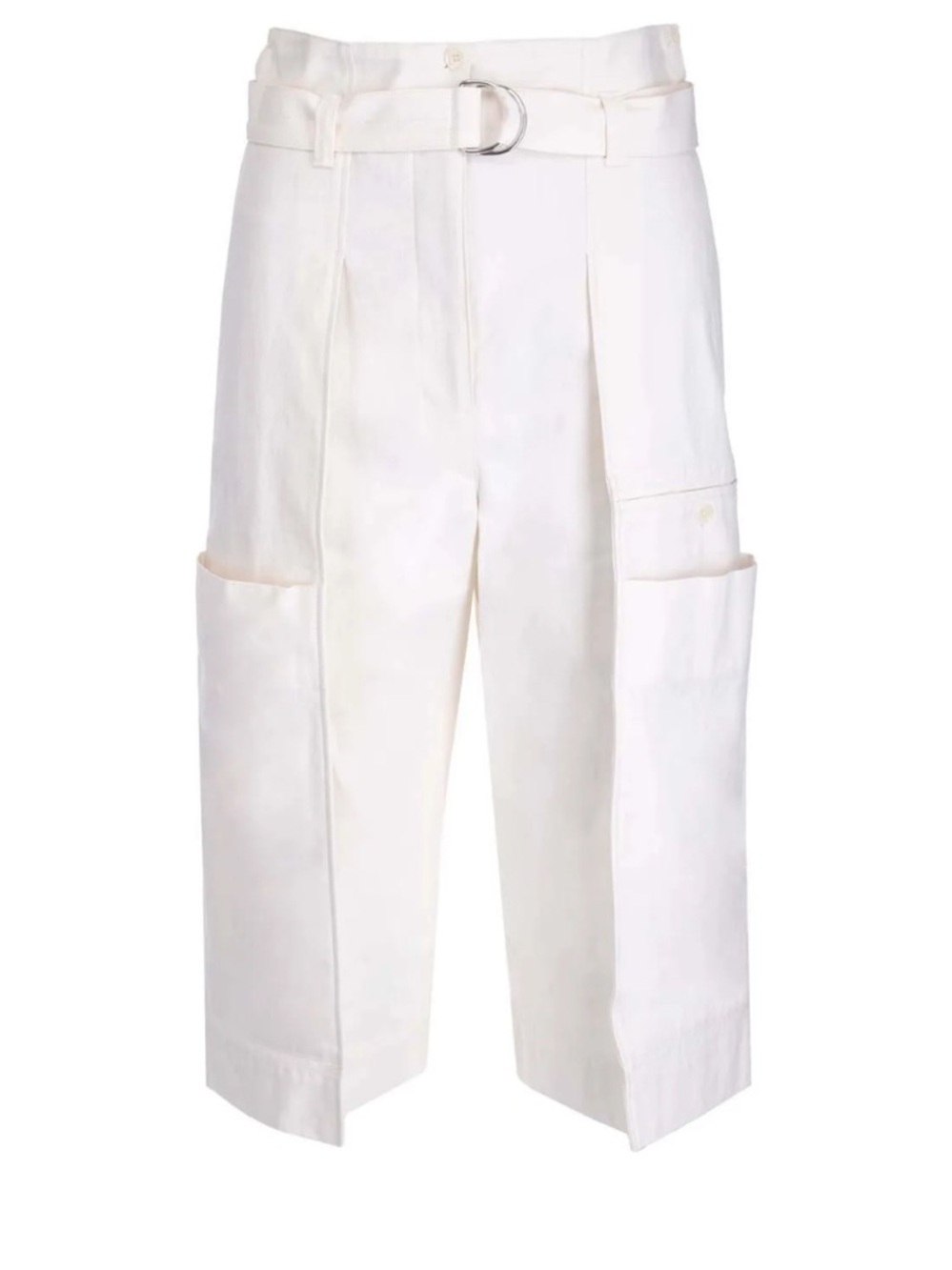 Lemaire Cream Cropped Wide-Leg Cargo Pants with Belt